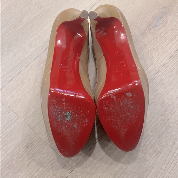Christian Louboutin Nude and Red Platform Heels - Picture 3 of 6